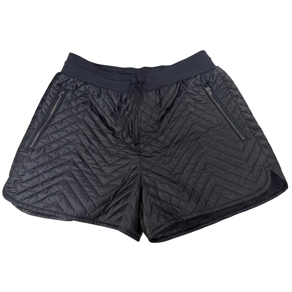 Athleta Whisper‎ Featherless Quilted Shorts Black Chevron Puffer Size 4